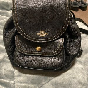Smaller black Coach backpack leather